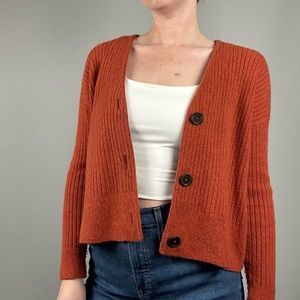Madewell Button Front Sweater in Rust